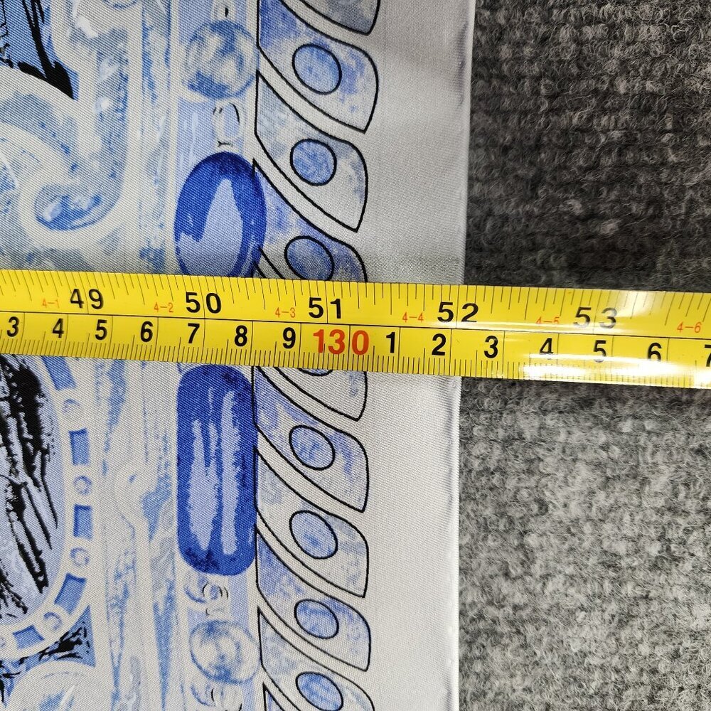 Chanel CC 100%‎ Silk Square Scarf Stole White Blue Women's Rare Italy NWT - Picture 10 of 16